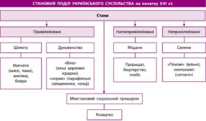 СТАНОВИЙ ПОДІЛ УКРАЇНСЬКОГО СУСПІЛЬСТВА на початку XVI ст.