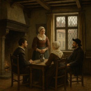 Використовуючи штучний інтелект, згенеруйте картинку «У гостях у міському європейському будинку XVI-XVII ст.»